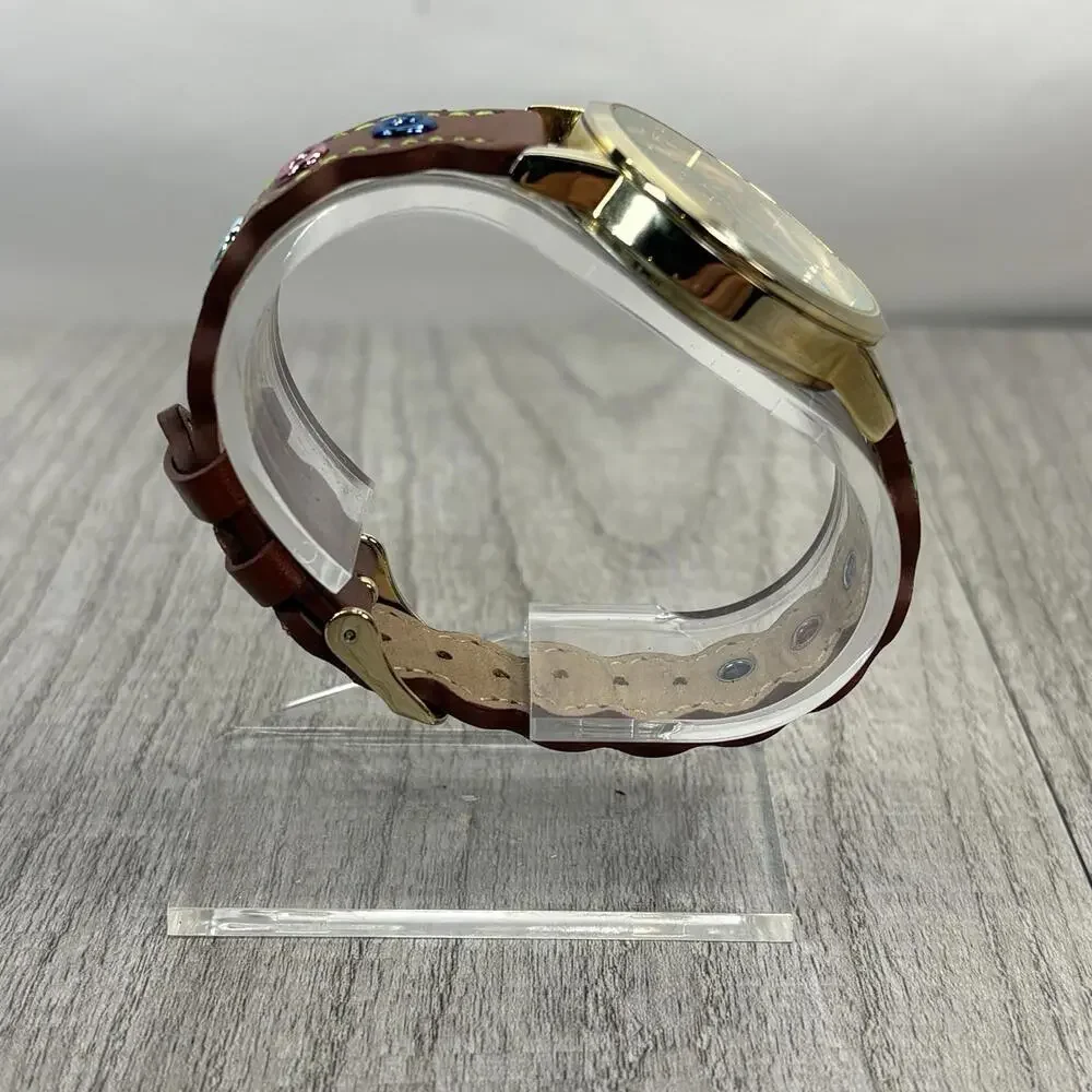 Isaac Mizrahi x Crayola Designer Watch - Gold Tone & Colorful Grommet Leather - Picture 7 of 11
